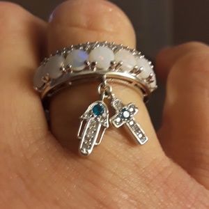 Australian opal charm ring sz 7